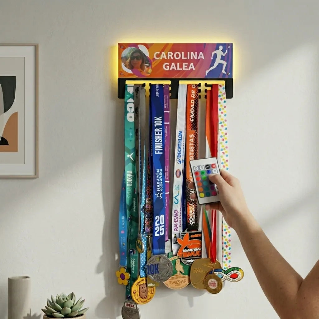 Medallero Deportivo Personalizado con LED — Regalo para Deportistas