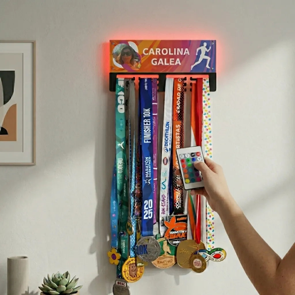 Medallero Deportivo Personalizado con LED — Regalo para Deportistas